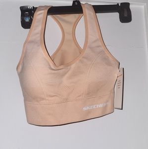 SKECHERS Sports Bra Womens Small Coral/Orange Racerback Padded Scoop Neck